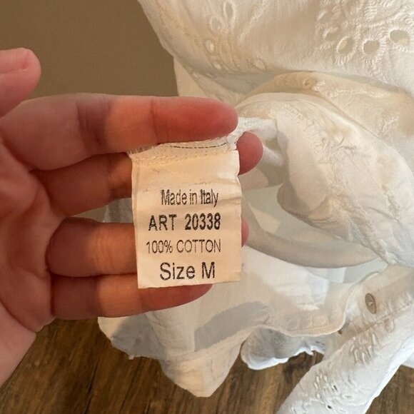 Valentina Naldi Italian white embroidered eyelet midi dress - Picture 4 of 5